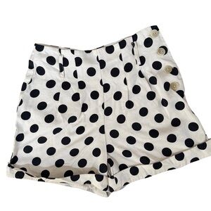 Top Shop Polka Dot Linen Blend Shorts